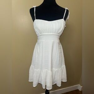 White Spaghetti Tie Strap Mini Dress